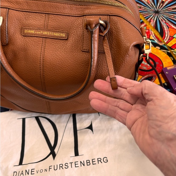 Diane Von Furstenberg Authentic Leather Satchel/ Shoulder Bag - Picture 5 of 16